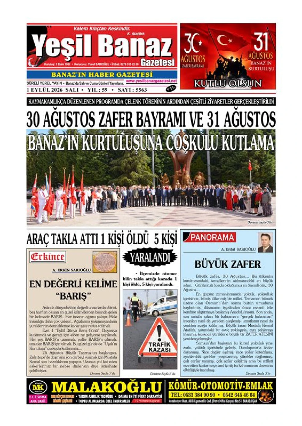 1 EYL&Uuml;L 2026 SALI