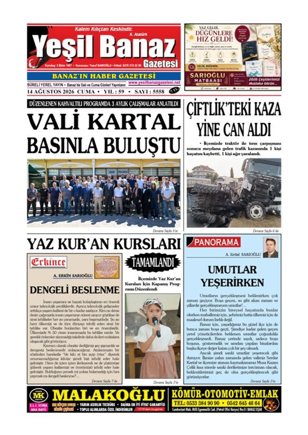 14 AĞUSTOS 2026 CUMA