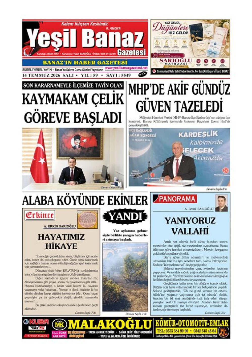 14 TEMMUZ 2026 SALI