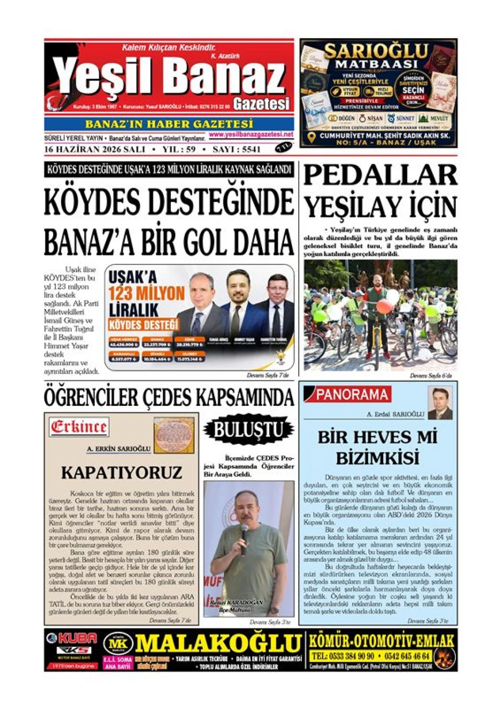 16 HAZİRAN 2026 SALI