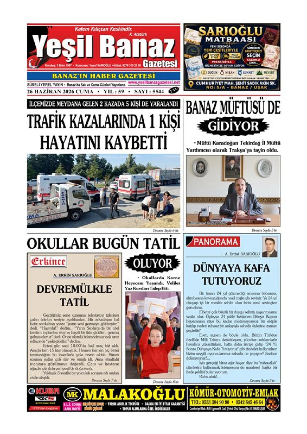 26 HAZİRAN 2026 CUMA