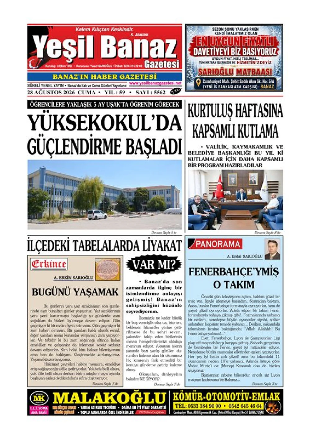 28 AĞUSTOS 2026 CUMA