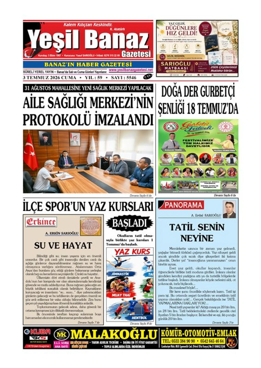 3 TEMMUZ 2026 CUMA