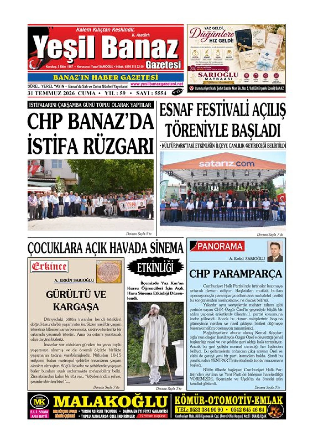31 TEMMUZ 2026 CUMA