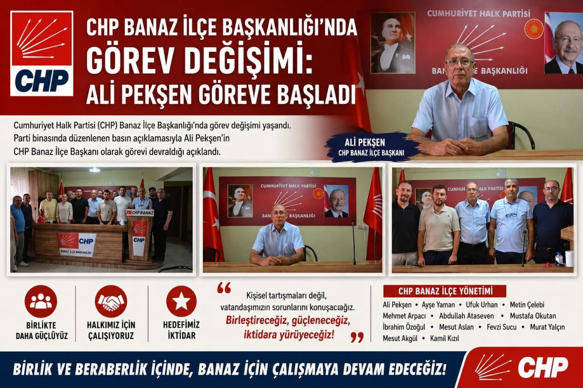 CHP İL&Ccedil;E BAŞKANI ALİ PEKŞEN OLDU
