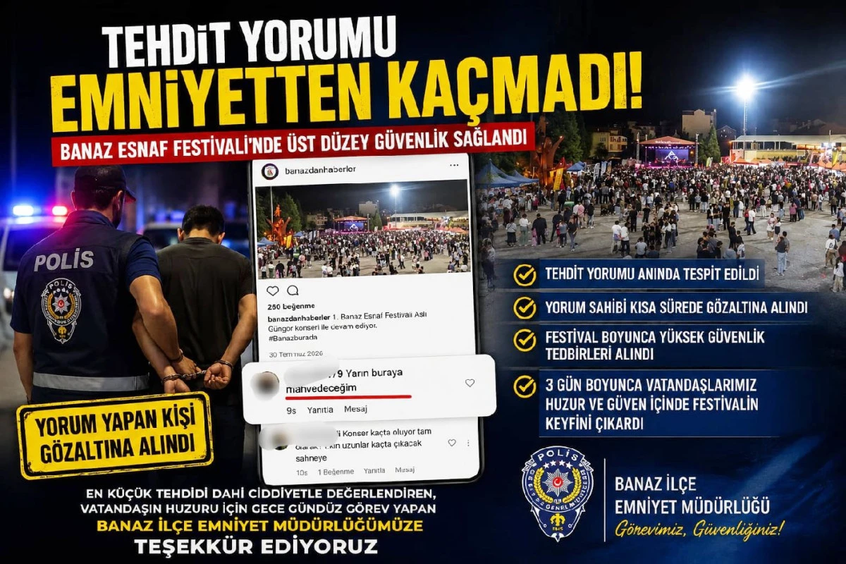 TEHDİT İ&Ccedil;EREN YORUMA ANINDA M&Uuml;DAHALE