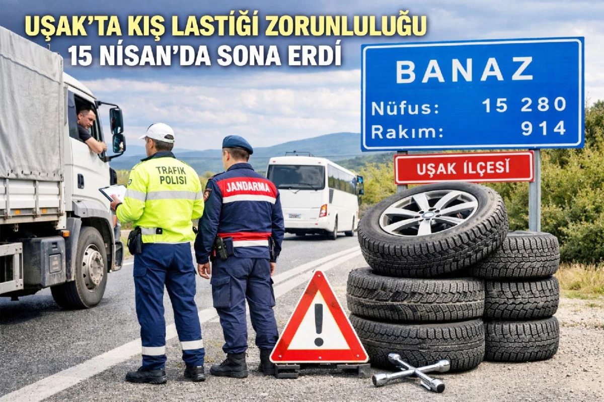 Uşak&rsquo;ta şehirler arası y&uuml;k ve yolcu taşımacılığı yapan ticari ara&ccedil;lar i&ccedil;in zorunlu olan kış lastiği uygulaması, 15 Nisan itibarıyla sona erdi.