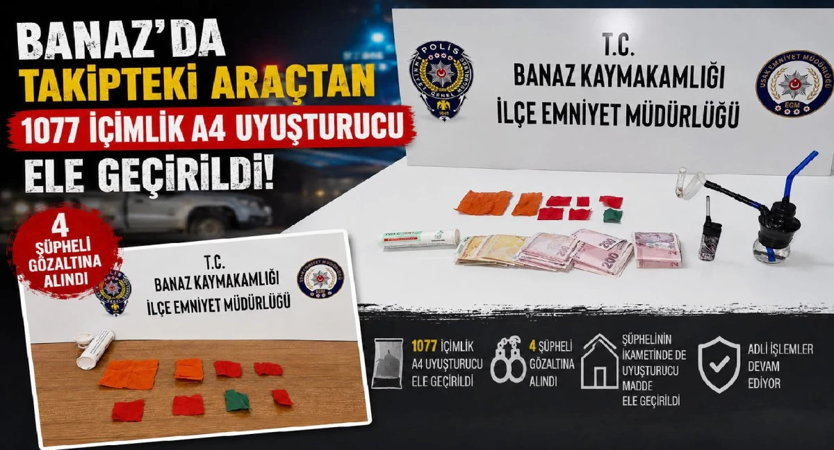 UYUŞTURUCU OPERASYONUNDA 4 KİŞİ G&Ouml;ZALTINA ALINDI
